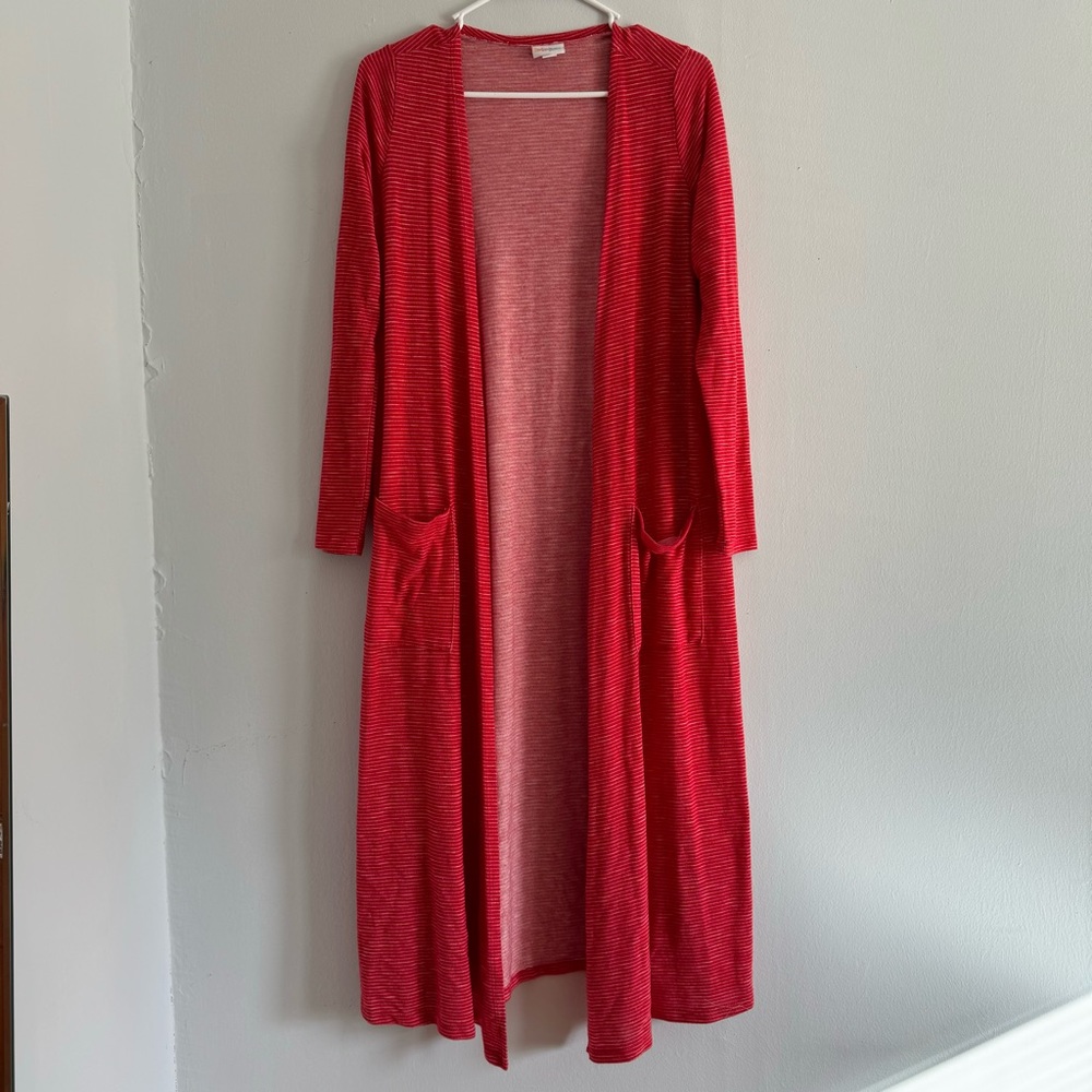 ❣️5 FOR $15!❣️ LuLaRoe | Womens Red and White Long sleeve striped long jacket